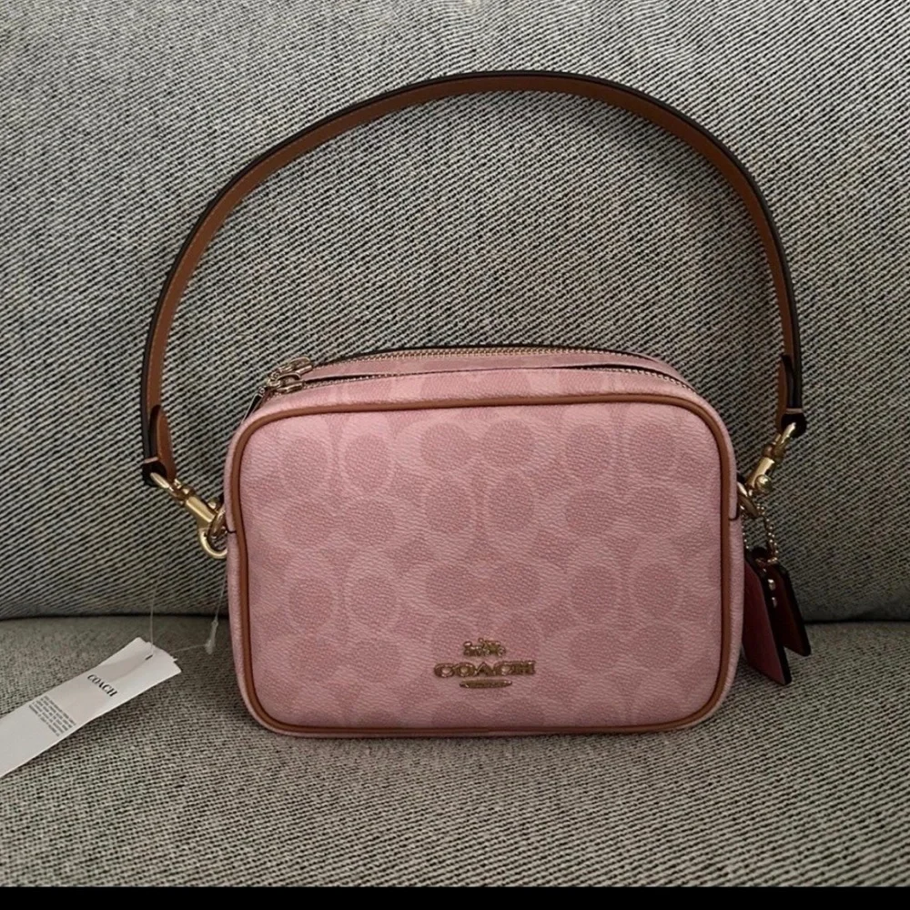NWT Coach Powder Pink Mini Carey Crossbody Bag in Signature Canvas CEK74